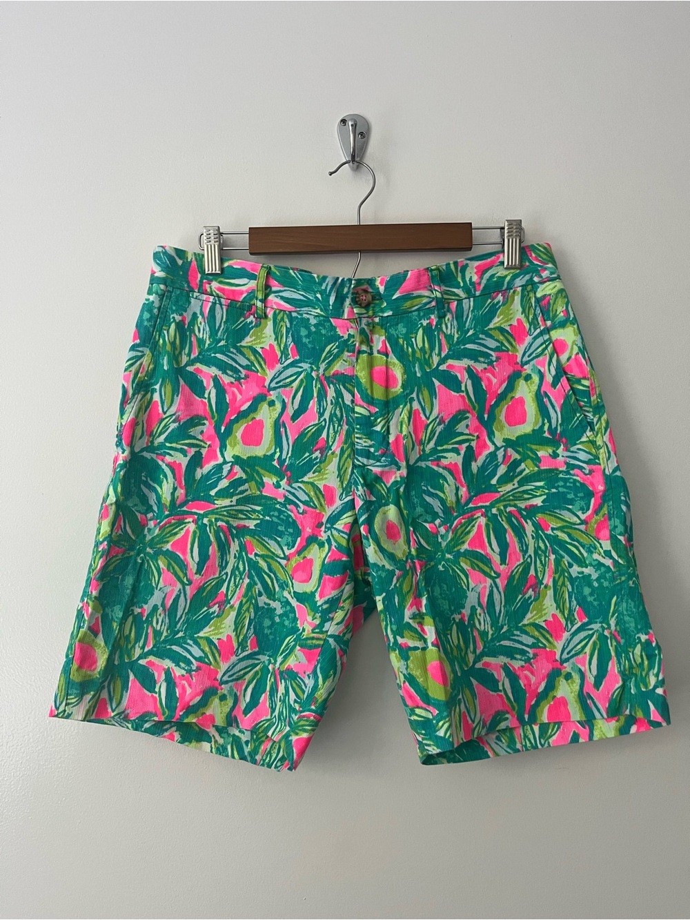 Lilly Pulitzer Beaumont Shorts Pink Sunset Guac and Roll Golf Preppy Chino 32